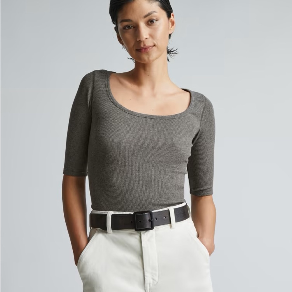 Everlane Supima® Micro-Rib Scoop-Neck Tee